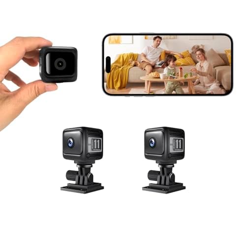 AFJAEAS Mini Security Camera 2 Pack, 1080p HD Wireless Indoor Cam with 6-Hour Battery & No WiFi Needed, AI Motion Detection/Pet/Baby Monitoring, Night Vision, Easy Setup for Home Security