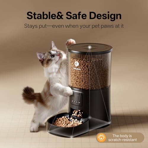 PETULTRA Automatic Cat Feeder WiFi- 5Ghz Cat Food Dispenser with APP Remote Control- Auto Pet Feeder for Small Dog Indoor- Easy to Set Up and Clean- Dual Power with Desiccant Bag Keep Fresh 8