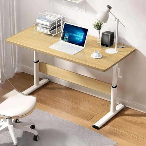 XUEGW Manual Adjustable Desk, Height Adjustable Standing Desk, Ergonomic Home Office Computer Workstation Writing Desk for Study Room, Bedroom