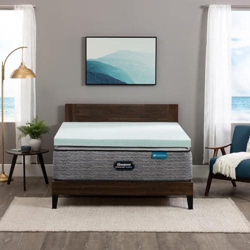 Beautyrest Thermagel Deluxe Cooling Pressure-Relieving Memory Foam Mattress Topper, Twin XL, 3-Inch Blue