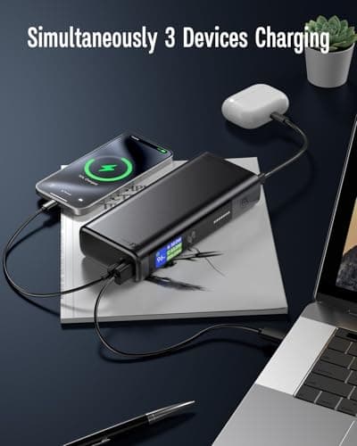 POWERΛDD PRO 130W Power Bank, 18400mAh Laptop Portable Charger, 3-Port USB C PD Battery Pack, Extenal Smart Digital Display, Compatible with iPhone16/15/14/13, Samsung, iPad, MacBook, Laptop etc. 6