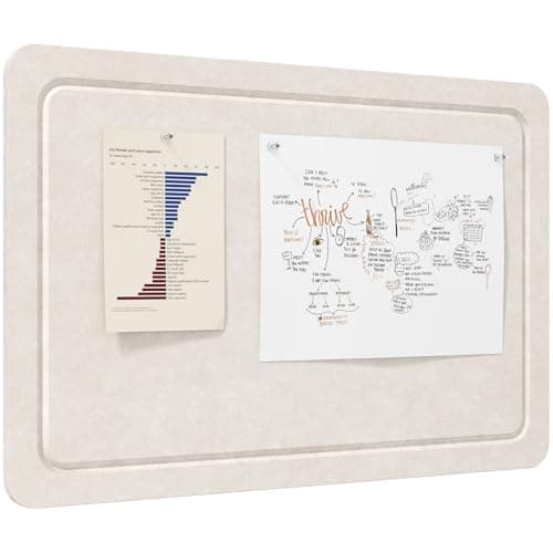 Lifewit Cork Board Alternative,22.4"x 14.8" Bulletin Board with Self-Adhesive,Foldable Decorative Felt Pin Board Vision Board Message Board with 20 Pushpins for Office Wall Decor, Room Decor, Oatmeal