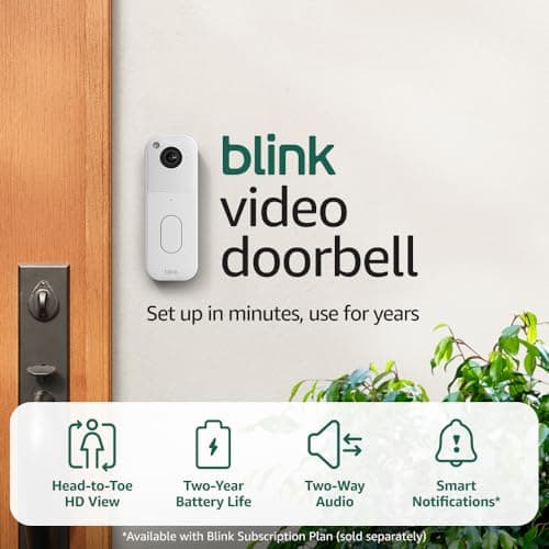 Blink Video Doorbell (newest model) – Head-to-toe HD view, two-year battery life, and simple setup. Sync Module Core included – System (White) 6