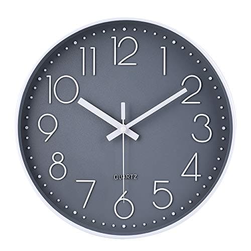 jomparis Wall Clock 12 Inch Non-Ticking Silent Battery Operated Round Wall Clock Modern Elegant Simple Style Clock for Home Office Kitchen Bedroom Living Room