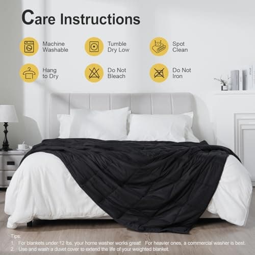 Lofus Weighted Blanket for Adults 15 lbs 60"x 80" Queen Size, Breathable All-Season Weighted Heavy Blankets, Soft Microfiber with Premium Glass Beads for Sleeping, Black 7