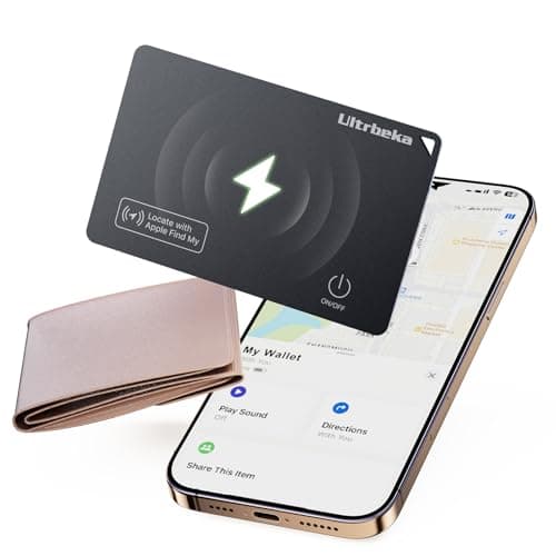 Ultrbeka Ultra-Thin Wallet Tracker Card 0.094in IP68 Waterproof Bluetooth Tracker for Wallets, Passport, Work with Apple Find My, Wireless Charging, Card Locator [Apple MFi Certified] iOS Only