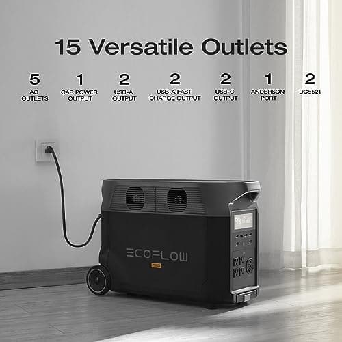 EF ECOFLOW Portable Power Station 3600Wh DELTA Pro, 120V AC Outlets x 5, 3600W, 2.7H Fast Charge, Lifepo4 Power Station, Solar Generator for Home Use, Power Outage, Camping, RV, Emergencies 8