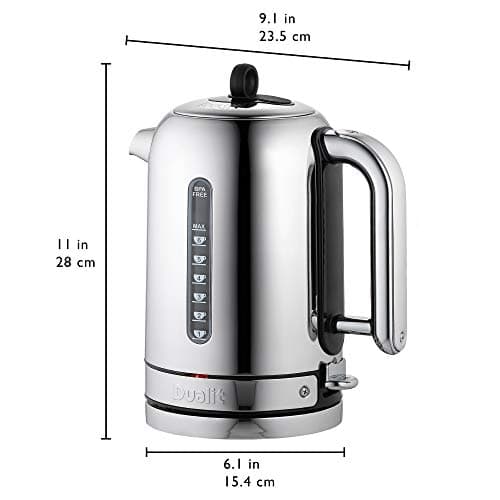 Dualit Classic Kettle - Polished Stainless Steel with Black trim- Quiet boiling kettle - 90 Second Boil Time - 1.7L Capacity, 1.5kW 8