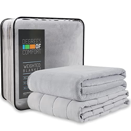 Degrees of Comfort Washable Weighted Blanket with Removable Cover Twin Size, 1 x Cozyheat Minky Plush Cover Included, Micro Glass Beads Technology, 48x72 12 lbs Grey