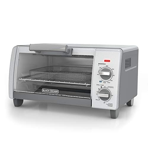 BLACK+DECKER 1150 Watts Crisp N Bake Countertop Small Air Fryer 4 Slice Toaster Pizza Oven Broiler with Timer and 5 Heat Functions, Gray