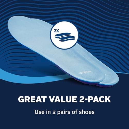 Airplus Massage Gel Insoles, Premium Gel Cushioning with Heel and Ball-of-Foot, Arch Support Insoles, Thin Profile, Trim-to-Fit, Full Length Comfort for Casual, Athletic, and Dress Shoes, Men's 8-14 7