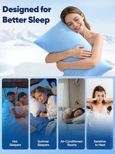 Avolare Cooling Pillow Cases Queen Size Set of 2,Arc-Chill 3.0 Cool Pillowcases for Hot Sleepers(Q-Max>0.5),Breathable&Stretchy Fabric,Softer Than Silk,Zipper Pillow Cases,Blue 6