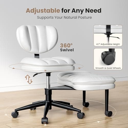 Cross Legged Office Chair, Ergonomic Cloud Criss Cross Desk Chair, Meditation Chair with Wheels, Height Adjustable Seat for ADHD, Wide Kneeling Chair with Back Support 7