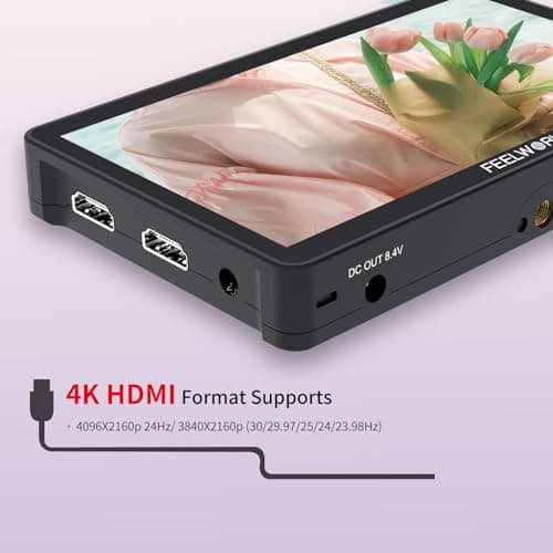 FEELWORLD F5 Pro V4 6 Inch Touch Screen DSLR Camera Field Monitor with 3D LUT F970 External Kit Install for Power Wireless Transmission IPS FHD1920x1080 4K HDMI Input Output 5V Type-c Input Tilt Arm 7
