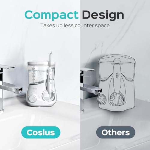 COSLUS Professional Water Flosser for Teeth: 12 Pressure Settings Electric Dental Pick for Tooth Cleaning, Sensitive Gums, Braces, Oral Care - Home Use, ​​4 Jet Tips for Multiple Users, Family, White 5