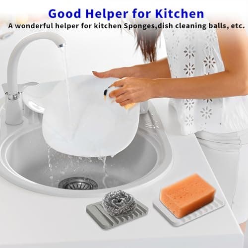 Eduftis 2Pcs Self Draining Soap Dishes, Soap Dish for Bathroom Sink, Premium Silicone Soap Holder, Bathroom, Kitchen, Sponges, Keep Soaps Bars Dry Clean, Extend Life Easy Clean Non - Slip Design 5