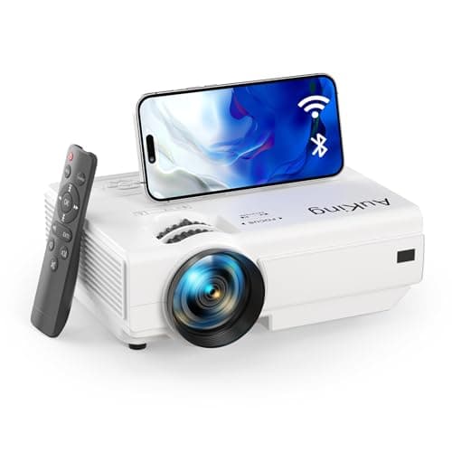 AuKing Projector, 2025 Upgraded Wifi Projector, Full HD 1080P Home Theater Video Projector, Compatible with HDMI/USB/AV/Smartphone/TV Box/Laptop