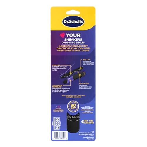 Dr. Scholl's® Love Your Sneakers Full Length Insoles, All-Day Comfort for Slip on & High Top Sneaker, Prevent Discomfort, Arch Support, Absorb Shock, Trim Insert to Fit Shoe, Women Size 6-10, 1 Pair 8