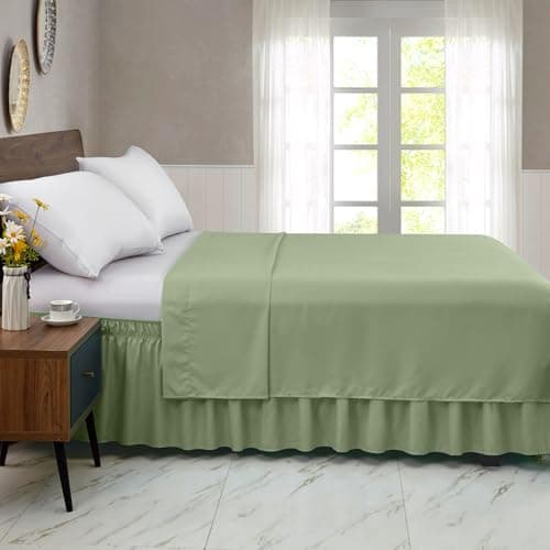 FreshCulture Elastic Wrap Around Bed Skirt - Easy Fit with 15-Inch Tailored Drop, Hotel Quality Dust Ruffle for Full Size Bed (Sage Green) 7
