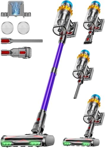 Cordless Vacuum Cleaner, 60KPA 75Min 650W Motor Powerful Vacuum Cleaners for Home, Self-Stand Cordless Stick Vacuum Rechargeable Anti-Tangle/LED Screen/1.8L Cup for Home Pet Hair/Carpet/Hardwood Floor