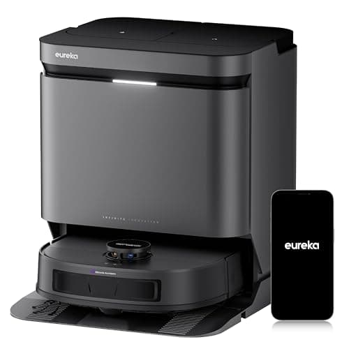 Eureka J15 Evo Ultra Self-Emptying Robot Vacuum Combo, 22,000 Pa Suction Auto Mop Lifting 131°F Hot Air Dry Scrub Extend Robotic Vacuum Cleaner