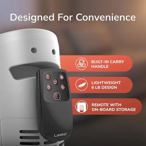 Lasko Oscillating Digital Ceramic Tower Heater for Home with Overheat Protection, Timer and Remote Control, 22.75 Inches, 1500W, White, 5165, Medium 6