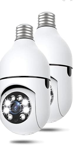 Light Bulb Security Camera 2 Packs, 5G&2.4GHz 2K Security Cameras Wireless Outdoor 360° PTZ Cameras for Home Security with Color Night Vision, 2 Way Talk, AI Human Detection, Screw in Light Socket