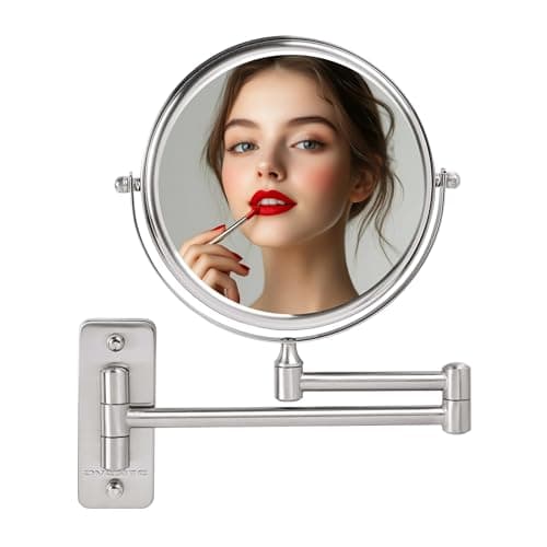 OVENTE 7" Wall Mounted Makeup Mirror with 1X/7X Magnification, Double Sided Magnifying Round Bathroom Vanity Mirror, 360° Swivel Design, Extendable and Folding Arm, Antique Bronze MNLFW70ABZ1X7X