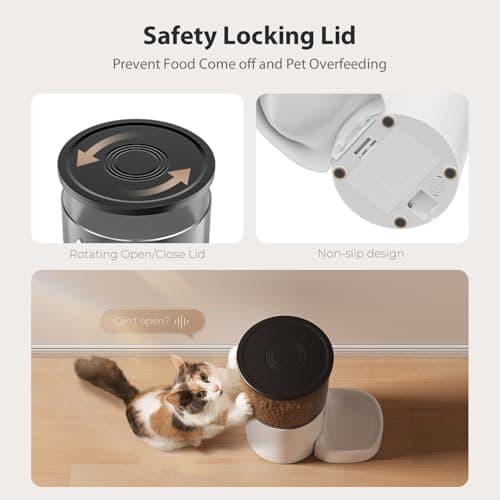 IMIPAW Automatic Cat Feeders, 3L Timed Cat Dry Food Dispenser with Desiccant Bags, Dual Power Supply, Programmable Portion Size, 6 Meals, 20 Portions Per Day, Auto Pet Feeder for Cats and Small Dogs 7