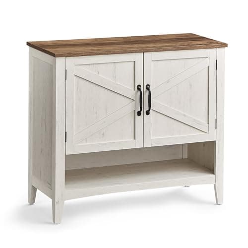 VASAGLE LIRY Collection - Shoe Cabinet, 3-Tier Storage Organizer, Shoe Shelf, Farmhouse Freestanding Cabinet, Height-Adjustable Shelf, 13.8 x 31.5 x 27.6 Inches, Rustic White ULBC038W01 9