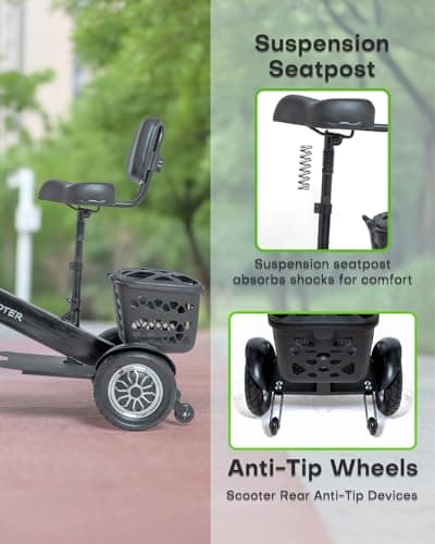 3 Wheel Electric Scooter for Adults, 3 Wheel Mobility Scooter for Adults, 330 lbs Load, Long Range, with Charger & Basket, Fits in Car Trunks for Daily Rides 6