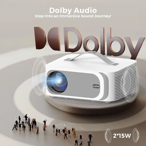 [AI Movin 2.0 OS/2000 ANSI/Official-Apps] Outdoor-Projector-4k with WiFi and Bluetooth, 35W DoIby Audio, AI Auto Focus with HDR10+, Lisowod 4k Support Portable Smart Proyector Compatible with Netflix 5