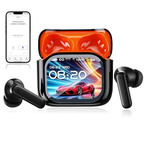 hepanio Ne20 Earbuds,Ai Translation Ear Buds Real Time,2025 New Ne20 Translation Earbuds Real Time, LCD Touch Screen,48db Intelligent Noise Reduction,Hd Stereo Sound,Ipx6 Water-Resistant (Black)