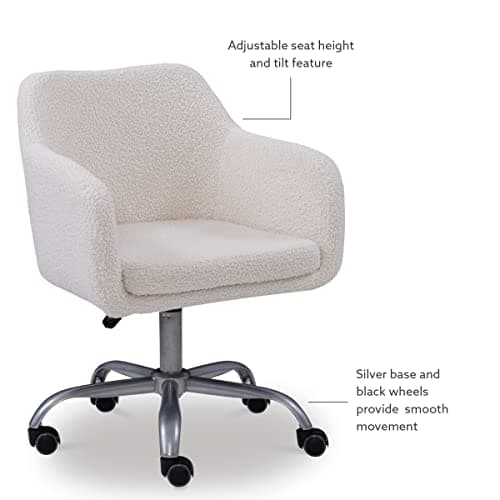 Linon Home Decor Products Linon Brooklyn Sherpa Office Chair, Ivory 11