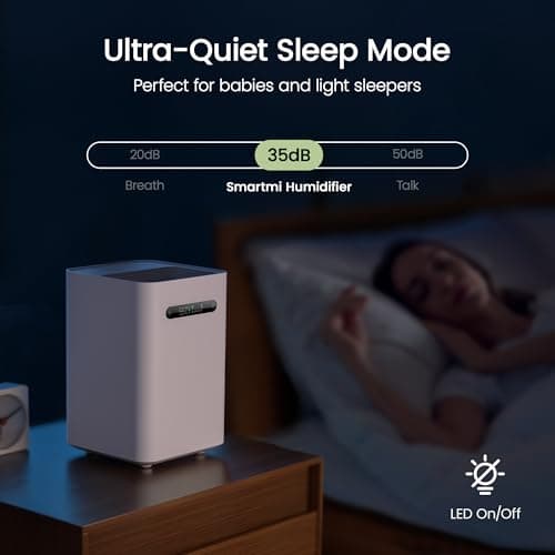 smartmi Evaporative Humidifiers, Cool No Mist Humidifiers for Bedroom, Air Humidifiers for Baby, 4L Top Fill, Self-Cleaning, Quiet, Smart APP Control, Auto Shutoff, Air-drying, Shockproof White 10