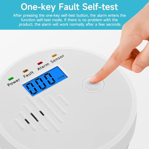 Carbon Monoxide Detector,Carbon Monoxide Alarm with LCD Digital Display Sound Light Warning,Battery Powered High Accuracy Co Gas Monitor Alarm Detectors for Travel Home Office Kitchen RV Hotel 8