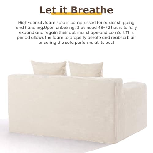 cidludto Convertible Sofa Bed, 3 in 1 Loveseat Folding Couch Bed Foldable - Chaise Lounge Chair & Floor Futon Sleeper, Corduroy Pull Out Sofa Bed with 4 Pillows for Living Room, Beige 8