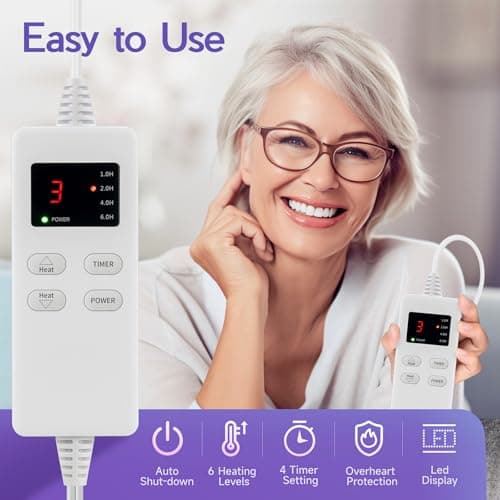 Heating Pad for Period Cramps, Heating Pad for Back/Neck/Shoulder Muscle Pain, 6 Heating & 4 Timer Setting, Auto Shut Off, Dry/Moist Heat & Machine Washable, Birthday Christmas Gifts for Women Mom 5