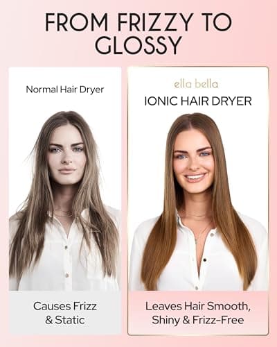 ELLA BELLA® Professional Ionic Hair Dryer with Diffuser • Negative Ion Blow Dryer • Suitable All Hair Types • Intelligent Heat Control & Rapid Drying Speeds • Lightweight Design • Low Noise Technology 6