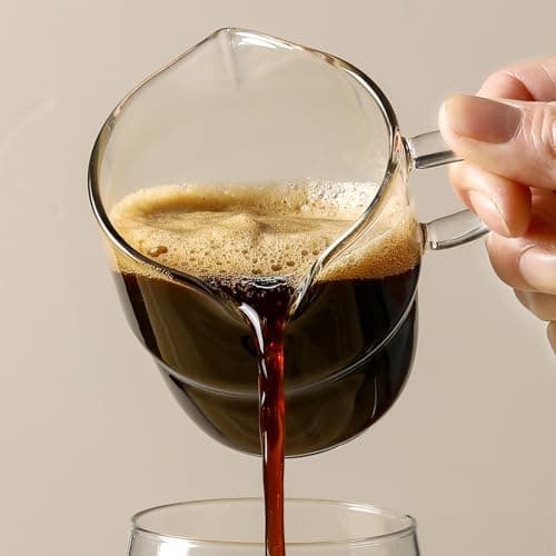 NETANY 6 OZ Espresso Cups Set of 2, Double Spouts Stackable Cups, Espresso Shots Glass Mugs with Handle, Machine Accessories for Coffee Bar, Cute Clear Glasses for Gift 5