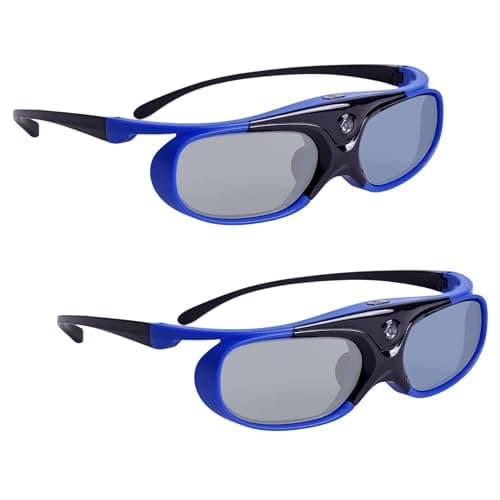 Sintron 2X ST08-DLP 3D Active DLP-Link Glasses Eyewear Rechargeable - 144Hz for 3D-Ready DLP Projectors Including Optoma, BenQ, Acer, Dell, Viewsonic, Vivitek, Sharp, LG, NEC, Mitsubishi (Blue)