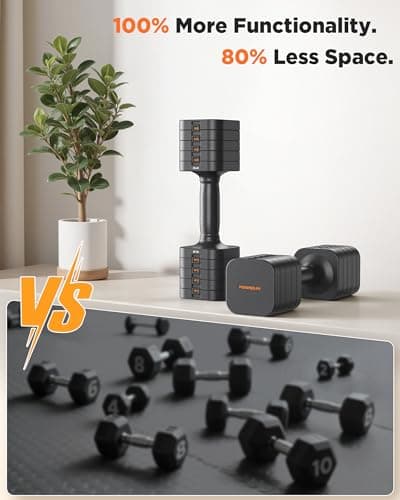 FEIERDUN 5-in-1 Adjustable Dumbbell Set of 2, 20LBS/10LBS Hand Weights for Women, 1s-Adjust Dual-Stable Dumbbell Set for Women Home Gym & Outdoor 8