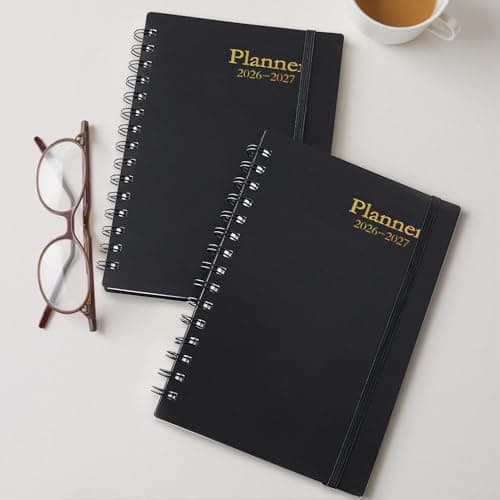 Daily Planner 2026-2027, 18-Month Weekly and Monthly Calendar Planner, January 2026 - June 2027, Planning Agenda Book with Laminated Tabs, Flexible Cover, 100GSM Thick Paper, A5 Size,Black 8