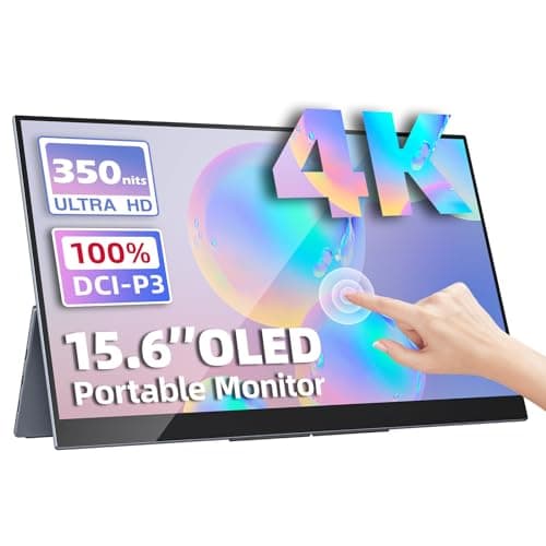 Upperizon Portable Monitor 15.6 inch 4K UHD 3840X2160 100000:1 100% DCI-P3 60Hz OLED Touchscreen HDR HDMI USB-C Travel Monitor for Laptop MacBook PC Surface PS5 Xbox, External Display with Kickstand