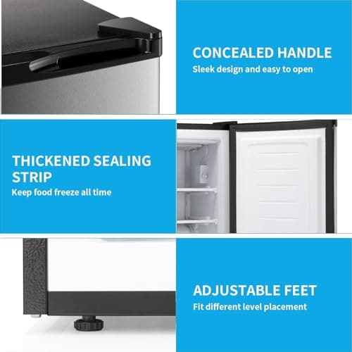 LHRIVER 3.0 Cu.ft Upright Freezer, Compact Mini Freezer with Removable Shelves, Adjustable Thermostat, Reversible Door Hinge, Quiet Small Freezer Upright for Home/Office/Kitchen/Dorm (Silver) 5