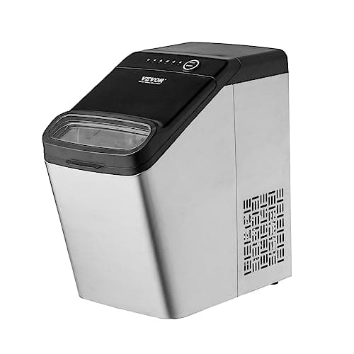 VEVOR Ice Maker Countertop, 33lbs in 24 Hours, Manual & Auto Refill Self Cleaning Countertop Ice Maker for Home Kitchen Camping Office, 9 Cubes Ready in 7 Minutes, with Scoop and Basket 10