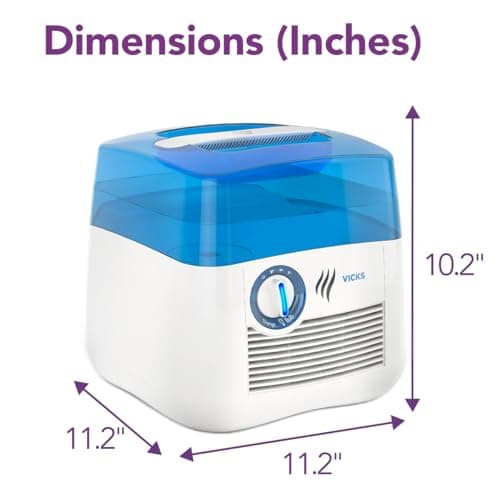 Vicks Cool Mist Humidifier with UV Light, 1 Gal Tank, Evaporative Design Auto-Adjusts to Room Humidity, Cool Mist Humidifiers for Bedrooms, Baby Rooms & More, Use with Vicks VapoPads 7