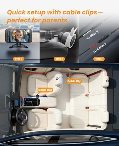 Babyvue USB Car Camera for Baby : 4.5" Baby Car Camera with 1080P Crystal Clear Mirror View, Easy Installation Carseat Rear Facing Moitor for Kids, HD IR Night Vision Backseat Monitor 5