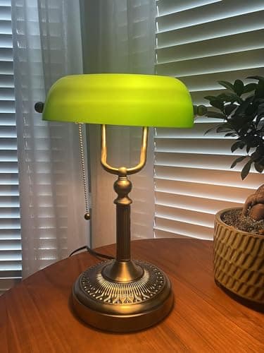 Newrays Green Glass Bankers Desk Lamp with Pull Chain Switch Plug in Fixture 5