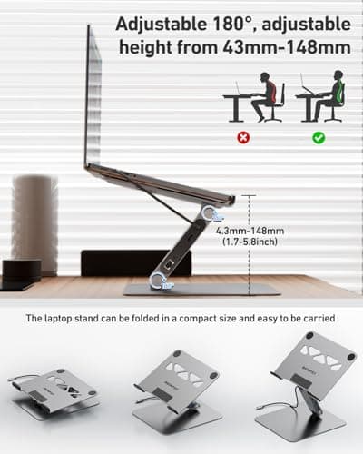 BENFEI Laptop Stand with USB C 6in1 Docking Station, HDMI 4K@60Hz,Gigabit Ethernet, 100W Power Delivery, 10Gbps 1*USB C 3.2 and 2*USB A 3.2 Compatible with MacBook Pro/Air, iPad Pro, XPS, Thinkpad 9